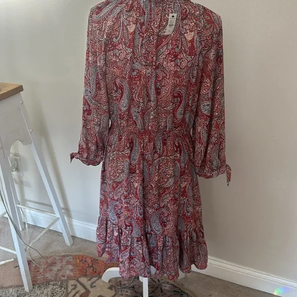 NWT Talbots Paisley Fall Dress Petite Large - Picture 7 of 9